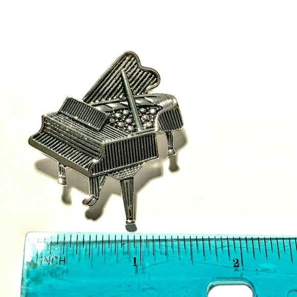 Silver Grand Piano Pin Brooch Necklace - Picture 10 of 11